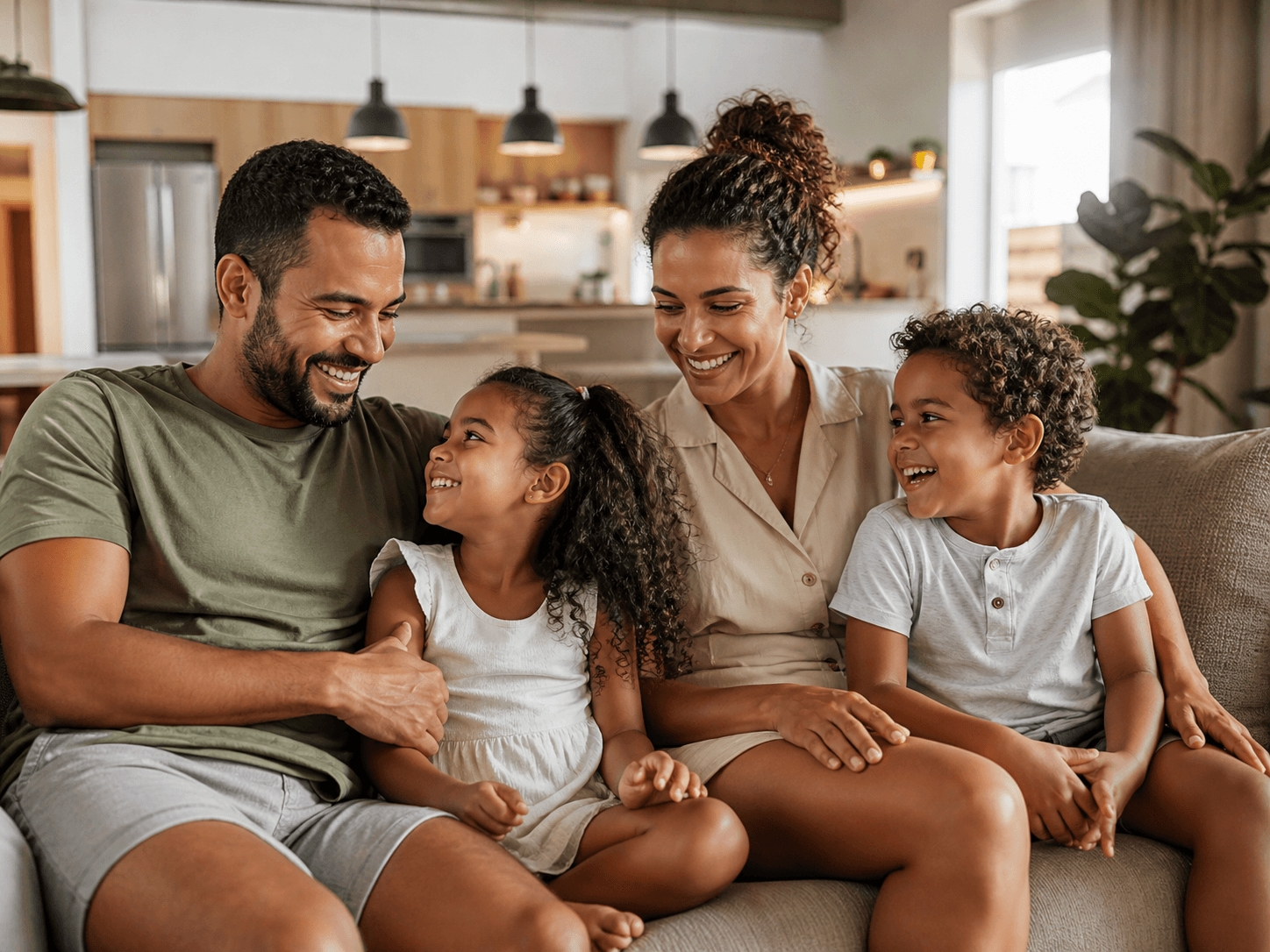 Família feliz protegida pela Golden Bear