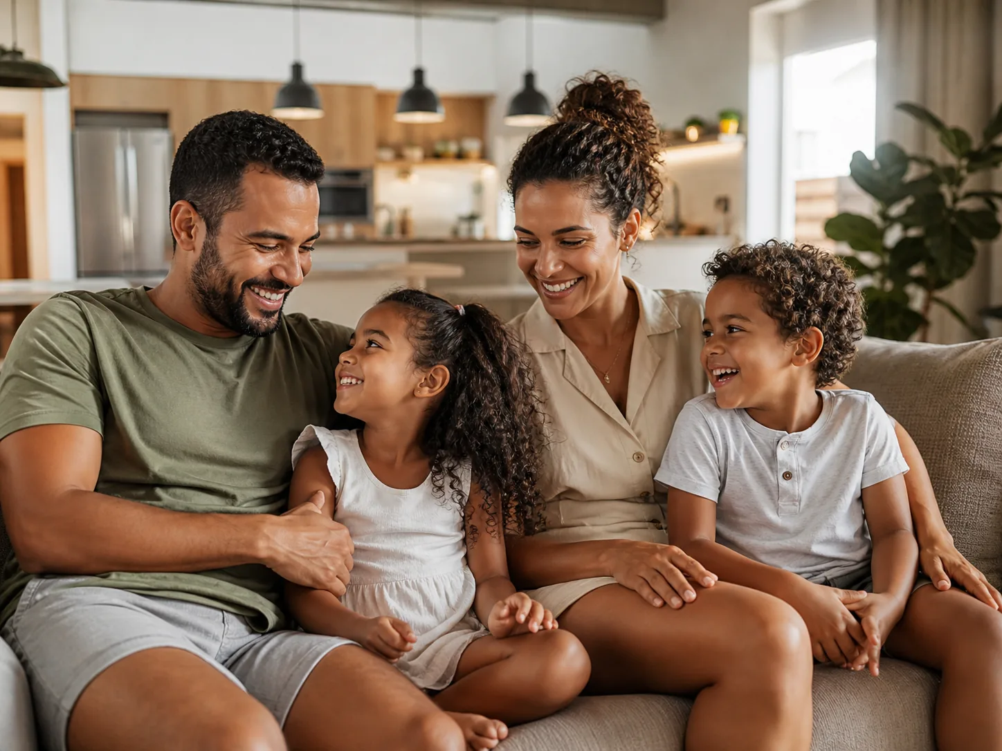 Família feliz protegida pela Golden Bear